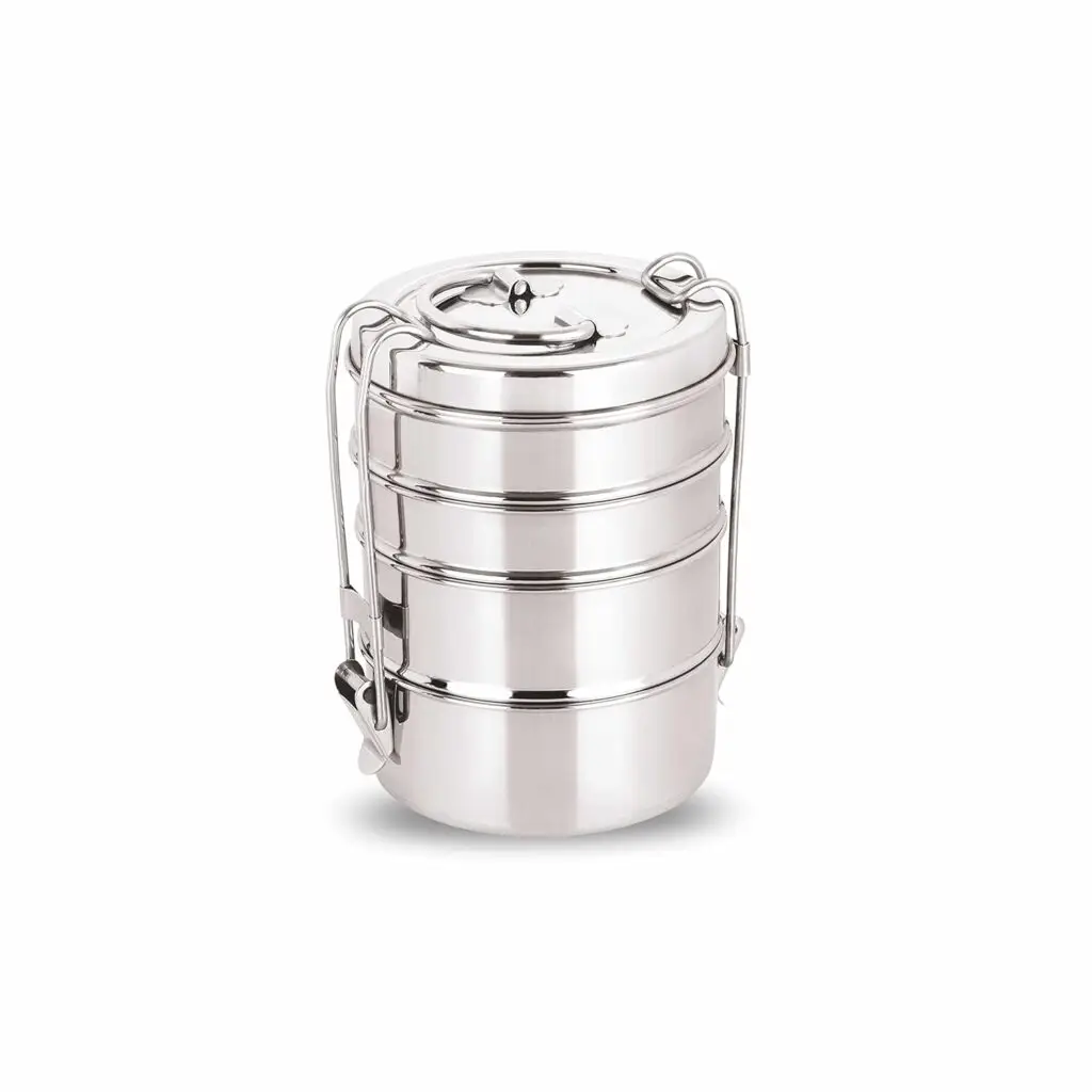 Stainless Steel Lunch Box/Tiffin with Locking Clip, 4-Tier Container, 1500 ml